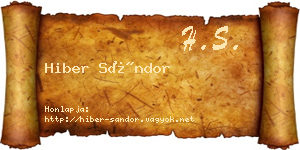 Hiber Sándor névjegykártya
